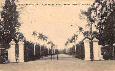 Entrance to Hialeah Race Track, Royal Palms Florida Postcard