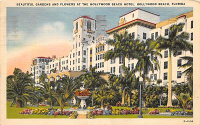 Beautiful Gardens, Flowers at Hollywood Beach Hotel Florida Postcard