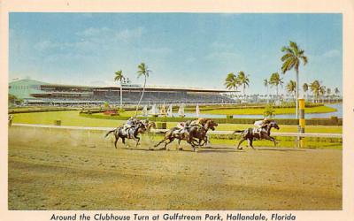 Around the Clubhouse Turn at Gulfsteram Park Hallandale, Florida Postcard