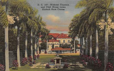 Widener Fountain and Club House Lawn Hialeah, Florida Postcard