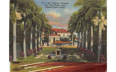 Widener Fountain and Club House Lawn  Hialeah, Florida Postcard