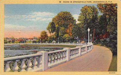 Scene in Springfield Park Jacksonville, Florida Postcard