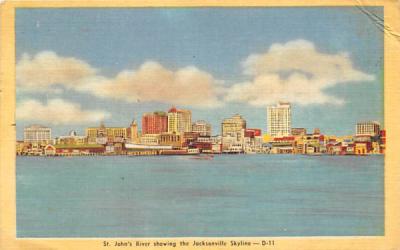 St. John's River showing the Jacksonville Skyline Florida Postcard