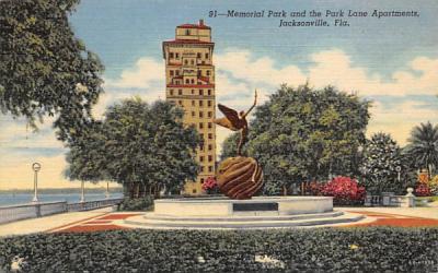 Memorial Park and the Park Lane Apartments Jacksonville, Florida Postcard
