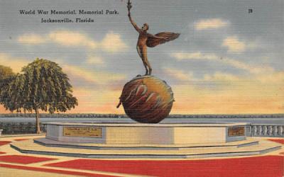 World War Memorial, Memorial Park Jacksonville, Florida Postcard