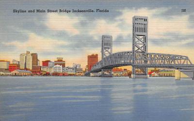 Skyline and Main Street Bridge Jacksonville, Florida Postcard