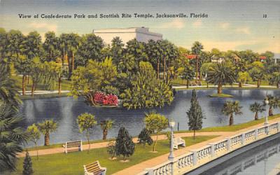 View of Confederate Park and Scottish Rite Temple Jacksonville, Florida Postcard