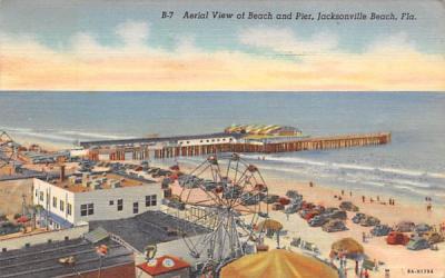 Aerial View of Beach and Pier Jacksonville Beach, Florida Postcard