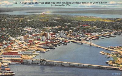 Highway, Railroad Bridges across St. John's River Jacksonville, Florida Postcard