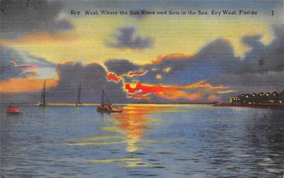 Where the Sun Rises and Sets in the Sea Key West, Florida Postcard