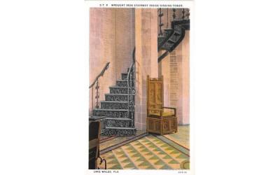 Wrought Iron Stairway Inside Singing Tower Lake Wales, Florida Postcard