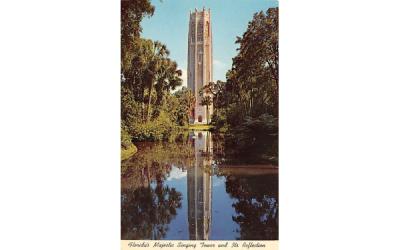 Florida's Majestic Singing Tower and Its Reflection Postcard