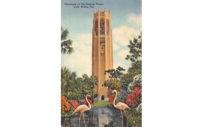 Flamingos at the Singing Tower Lake Wales, Florida Postcard