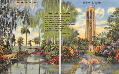 Florida Cypress Garden/The Singing Tower, USA Postcard