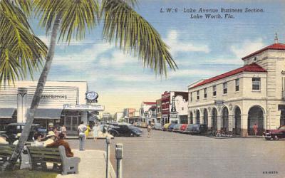 Lake Avenue Business Section Lake Worth, Florida Postcard