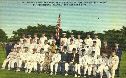 75 Year Old Softball Team - St Petersburg, Florida FL Postcard