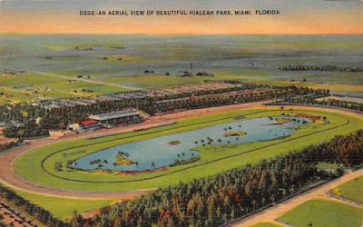 An Aerial View of Beautiful Hialiah Park Miami, Florida Postcard