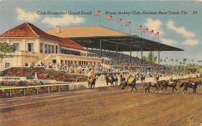 Club House and Grand Stand Miami, Florida Postcard
