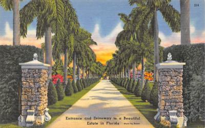 Entrance and Driveway Misc, Florida Postcard