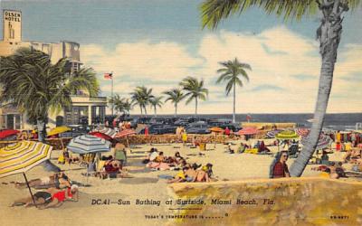 Sun Bathing at Surfside Miami Beach, Florida Postcard
