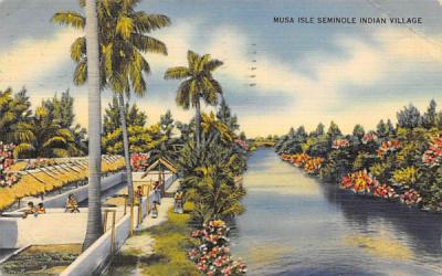 Musa Isle Seminole Indian Village Miami, Florida Postcard