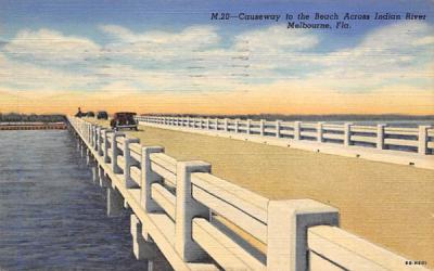 Causeway to the Beach Across Indian River Melbourne, Florida Postcard