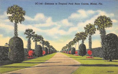 Entrance to Tropical Park Race Course Miami Beach, Florida Postcard