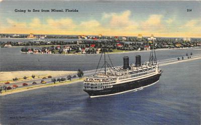 Going to Sea from Miami, FL, USA Florida Postcard