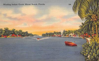 Winding Indian Creek Miami Beach, Florida Postcard