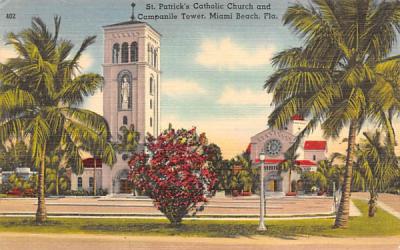 St. Patrick's Catholic Church and Campanile Tower Miami Beach, Florida Postcard