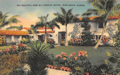 Beautiful Home in a Tropical Setting Miami Beach, Florida Postcard