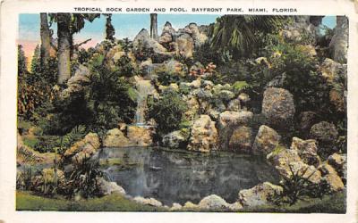 Tropical Rock Garden and Pool, Bayfront Park Miami, Florida Postcard