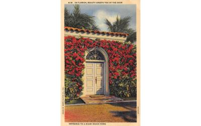 Entrance to a Miami Beach Home Florida Postcard