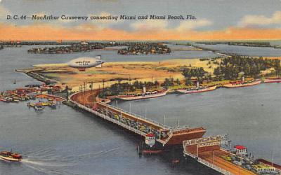 MacArthur Causeway Miami and Miami Beach, FL, USA Florida Postcard