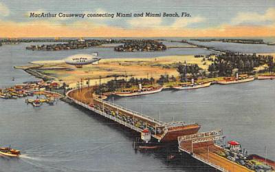 MacArthur Causeway Miami and Miami Beach, FL, USA Florida Postcard