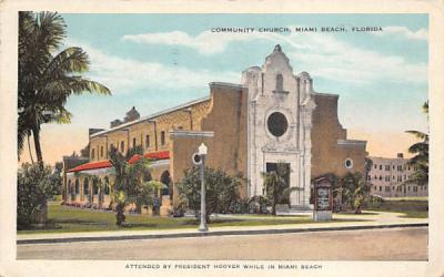 Community Church Miami Beach, Florida Postcard