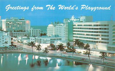 Night View of Miami Beach, FL, USA Florida Postcard