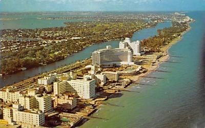 Air-View of Beautiful Ocean Front Hotels Miami Beach, Florida Postcard