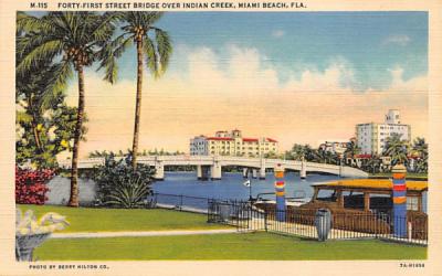 Forty-First Street Bridge Over Indian Creek Miami Beach, Florida Postcard