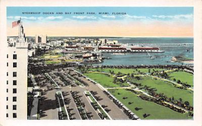 Steamship Docks and Bay Front Park Miami, Florida Postcard