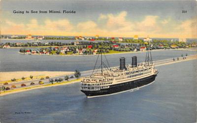 Going to Sea from Miami, FL, USA Florida Postcard
