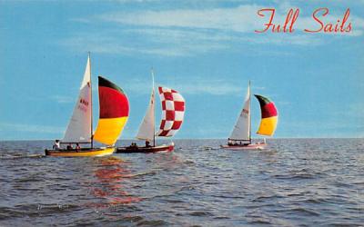 Full Sails, Lightning Class Florida Sailboating Postcard