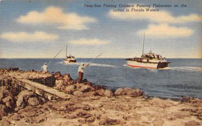 Deep-Sea Fishing Cruisers Passing Misc, Florida Postcard
