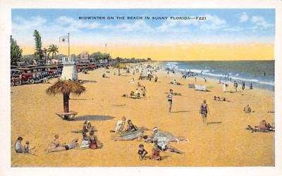 Midwinter on the Beach in Sunny Florida Postcard