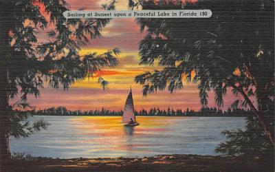 Sailing at Sunset upon a Peaceful Lake in Florida, USA Postcard
