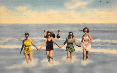 Women in the ocean Misc, Florida Postcard