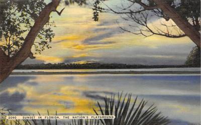 Sunset in Florida, The Nation's Playground, USA Postcard