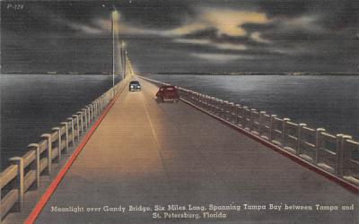 Moonlight over Gandy Bridge Misc, Florida Postcard