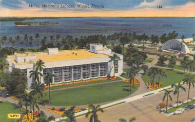 Miami Memorial Library Florida Postcard