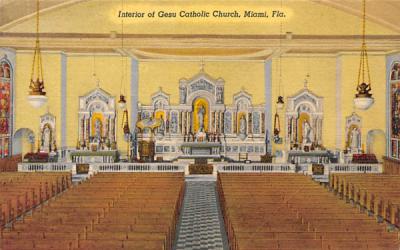 Interior of Gesu Catholic Church Miami, Florida Postcard